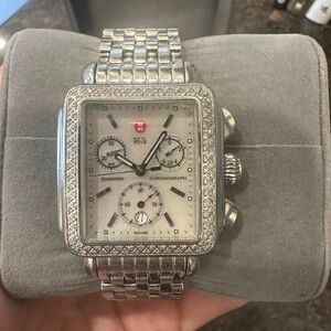 Michele Deco Stainless Diamond Watch